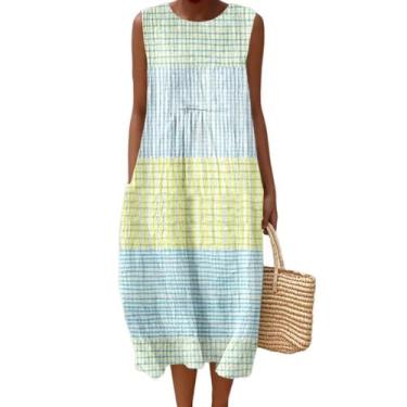 Imagem de Vestido maxi feminino Akivide com estampa floral boho de verão com bol