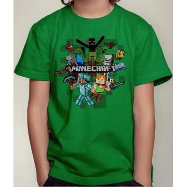 Imagem de Camisa Camiseta Juvenil Infantil Menino Menina Gamer Blocos Mine Roupa