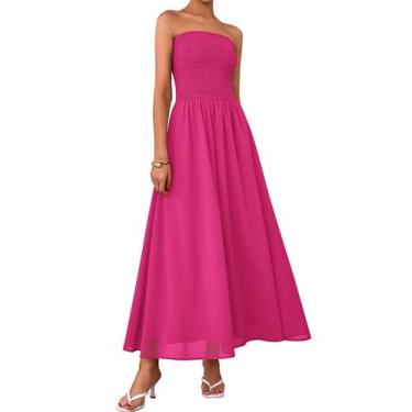 Imagem de Vestido de convidado de casamento PRETTYGARDEN Tube Top Maxi Rose Red