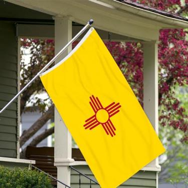 Imagem de Bandeira do Estado do Novo México com 3 Camadas 2 x 3 pés 150D Poliéster Dupla Face Exterior Resistente Cores Vivas com Cabeçalho de Lona Durável e 2 Ilhós de Latão