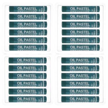 Imagem de PATIKIL Pastéis de óleo azul cobalto, 24 peças de giz de cera de óleo macio, pastéis cremosos, materiais de arte em bastão para pintura de arte, desenho, mistura de graffiti para iniciantes e artistas