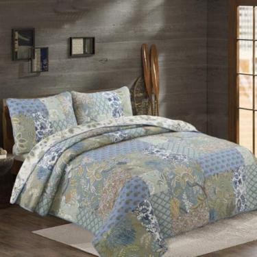 Imagem de Colchas Duplo Tamanho Colcha Acolchoada King Algodão Colchas De Retalhos De Cama Manta Conjunto Edredom E Travesseiro, T, king 230X250cm