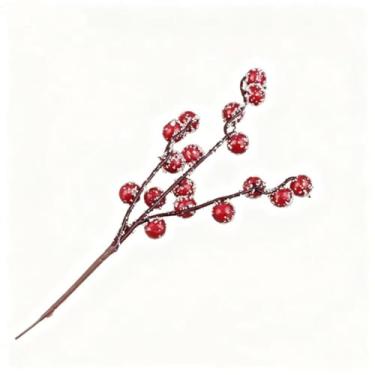 Imagem de JwohJahn 6 peças de baga vermelha fosca artificial de 26 cm de romã falsa com 17 frutas para galhos de árvore de Natal, enfeites para decoração de festa de casamento para dia dos namorados