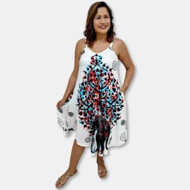 Imagem de Vestido Indiano Trapézio com Bolso Estampa Árvore da Vida - Sarat Moda