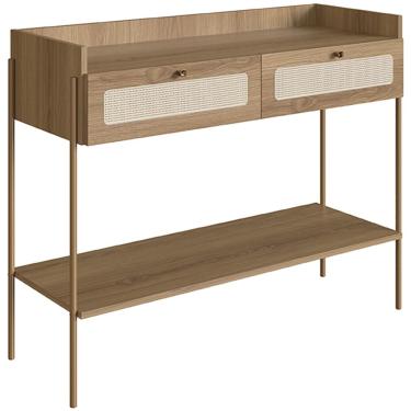 Imagem de Aparador Para Sala de Estar 2 Gavetas Industrial Indy A03 Hanover Dourado - Lyam Decor