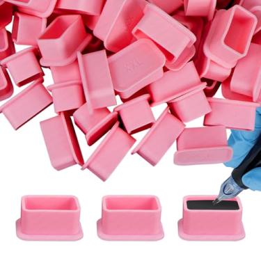 Imagem de Guapa 100 peças de copos descartáveis de tinta de tatuagem de silicone – Suporte de pigmento colorido em forma de U para tatuadores de sobrancelha, delineador, lábios e corpo (2GG #-Rosa-100 peças)