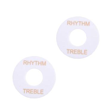 Imagem de DIAO79NI Anel de agudos de ritmo autoadesivo para guitarra LP para guitarra elétrica estilo Les Paul, branco com palavras douradas (conjunto de 2)