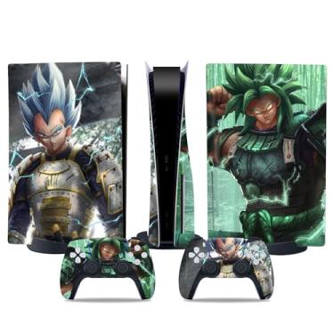 Imagem de MaD Vision Conjunto de películas de vinil extraduráveis para PS5 Disc + 5 pares de anéis de mira | Kit de adesivos resistentes a arranhões para PlayStation 5 + 2 controles – para design Dragon Ball