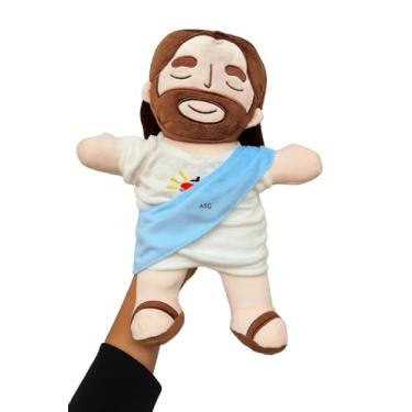 Imagem de Brinquedo de peluche de Jesus boneca de pelúcia de Jesus a respirar com música e luzes, figure acende, relaxante respira, alívio da ansiedade, figuras de Jesus, almofada de pelúcia - Azul