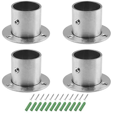 Imagem de Jiozermi Suportes de varão de cortina de aço inoxidável, 4 unidades, suportes de varão de cortina de armário duráveis de 3,5 cm para parede, suporte de varão de cortina de chuveiro, suporte de haste de armário com acabamento escovado