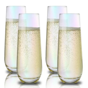 Imagem de hosck Pacote com 4 taças de champanhe iridescentes, taças de vinho para champanhe, coquetel, cerveja, suco de frutas