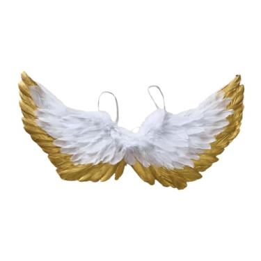 Imagem de IEUDNS Fantasia de anjo infantil com asas, leve, para meninas, vestido pequeno e elegante, Branco