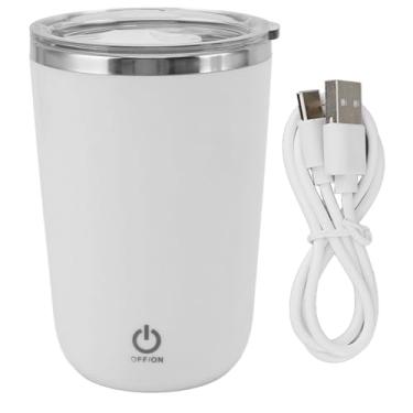 Imagem de Copo de mistura elétrico USB 350 ml à prova de vazamento copo de agitação automática caneca de café com agitação automática (branca)