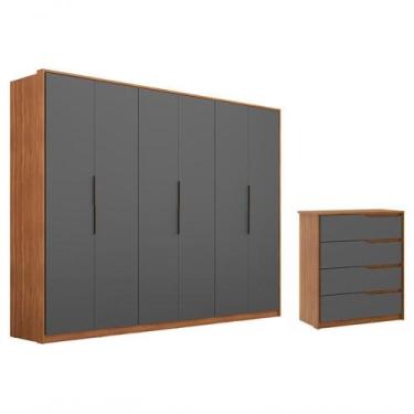 Imagem de Conjunto Guarda Roupa Atrice E Comoda Atria Amendola Grafito - DEMARTÊ