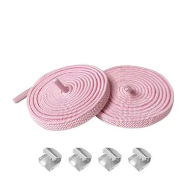 Imagem de Cadarços elásticos para tênis - Cordas de sapato elásticas planas de 8 mm, sem amarrar, cadarços para adultos, rosa, 100cm
