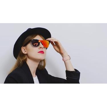 Imagem de Óculos de sol espelhados sem aro refletivo de lente única para mulheres e homens, Vermelho espelhado