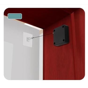 Imagem de Fecho automático de porta com cabo de aço, instalação adesiva não perfurada, controle remoto e tátil - plástico - para tela, portas deslizantes e duplas