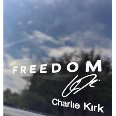 Imagem de Pacote com 2 adesivos Freedom is Worth Fighting Charlie Kirk Merchandise True American Hero Car Bumper Stickers Decor, I Am We are Charlie Kirk Now, Silenced Not Forgotten in Loving Memory Charlie