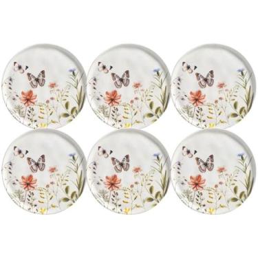 Imagem de Conjunto 6 Pratos para Sobremesa de Cerâmica Branca Estampad - Porto B