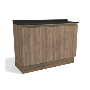 Imagem de Balcão de Cozinha Modulado Maxxi G745 2 Portas c/Tampo 120cm Nogal/Preto Brilho - Kappesberg