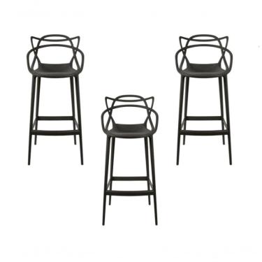 Imagem de Kit - 3 X Banquetas Médias Masters Allegra - 66 Cm - Preto