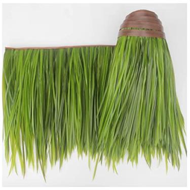 Imagem de Rolo de telhas de palha sintética de palmeira, telhado de palha artificial retardador de chamas Tiki Bar Huts painéis de telhado de palha capa de guarda-chuva decoração de bar tropical de jardim