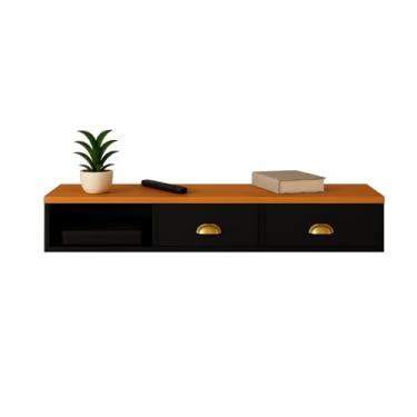 Imagem de Penteadeira Suspensa Compacta com 2 Gavetas e Nicho,penteadeira suspensa(PRETO/NATURE)