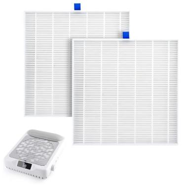 Imagem de 2 peças de filtro coletor de poeira de unhas, folha coletora de pó reutilizável para unhas BOMOQING coletor de poeira recarregável com visor LED, filtro de substituição duplo para máquina de vácuo de