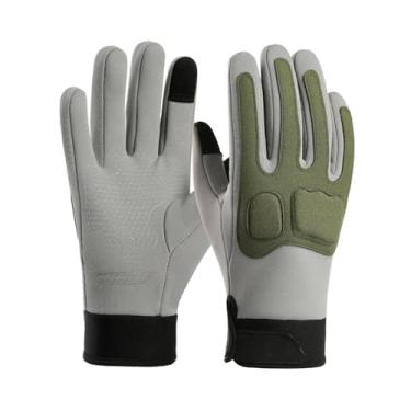 Imagem de KiBcsLic Luvas de motocicleta para homens, proteção quente, tela sensível ao toque, luvas de inverno para quadriciclo, motocicleta, atividades ao ar livre, Luz Verde