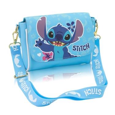 Imagem de Bolsa Disney Stitch para meninas | Bolsa tiracolo pequena com alça ajustável | Bolsa de mão de costura fofa, bolsa infantil, acessório de viagem leve para moda diária | Idades a partir de 3 anos