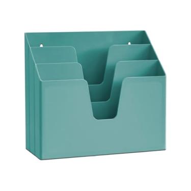 Imagem de Organizador de Papel, Organizador de Escritório para Pastas Triplo Horizontal, 33cm (L) X 11,5cm (P) X 29cm (A)(Verde Sólido)