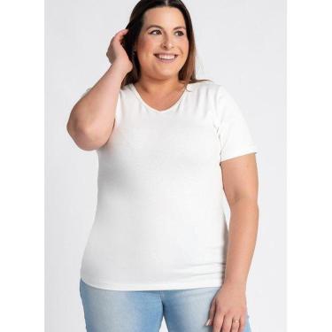 Imagem de Baby Look Feminina Plus Size Decote "V" Manga Curta - Serena-Feminino