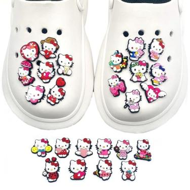 Imagem de 10/19/25/30 peças berloques de sapato kawaii rosa gato azul cachorro acessórios Decration DIY sandálias, 25 peças de gato rosa, Regular