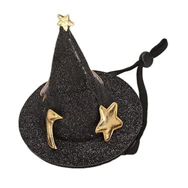 Imagem de RiToEasysports Chapéu de Animal Pequeno Com Padrão de Lua e Estrela, Alça de Queixo Ajustável, Chapéu de Hamster para Pássaros, Furões, Coelhos, Material de Feltro Premium (Preto)