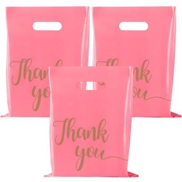 Imagem de Sacos de compras de plástico ZORRITA Thank You, 9 x 12 polegadas, paco