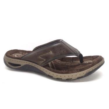 Imagem de Chinelo Pegada Masculino Couro Amortech 131663, Cravo, 38