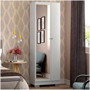 Imagem de Armário Utilitário Multiuso 2 Portas Espelho Branco