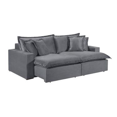 Imagem de Sofá 2 Lugares Retrátil Encosto Fixo M-145 Veludo Martins Grafite