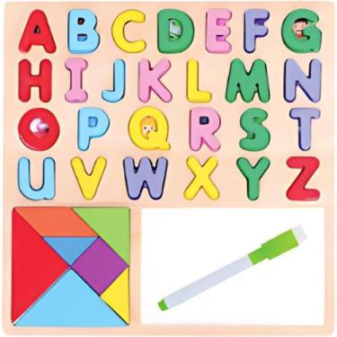 Imagem de Brinquedo Pedagogico Madeira Encaixe e Quadro Branco 30X30 - Toy Mix