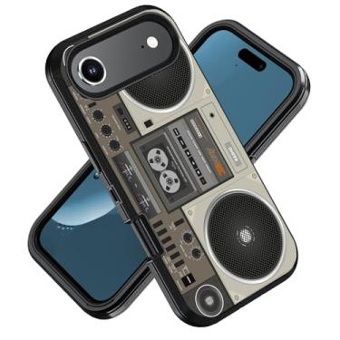 Imagem de ZXHSBROK Capa projetada para iPhone 17 Air, capa protetora de 3 camadas à prova de choque para iPhone 17 Air (2025) de 6,6 polegadas, rádio retrô