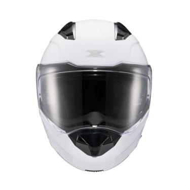 Imagem de Kit Capacete Texx Escam Kratos Solid Branca Com Viseira E Luva New Shoot Preta 4Xl