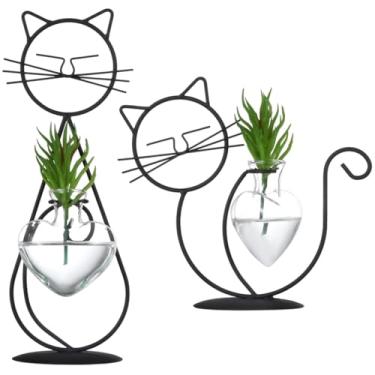 Imagem de Vaso de samambaias de plantas aquáticas para estação de propagação, lindos vasos de bulbo hidropônico, potes de plantas propagadas, suportes de ferro com terrários de vidro para plantas de interior, 2