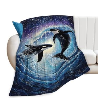 Imagem de Cobertor de baleia, cobertor de oceano, presentes de baleia assassina, cobertores de orca, pelúcia de flanela de lã para mulheres, homens, meninos, meninas, adultos, roupa de cama macia para sofá-cama