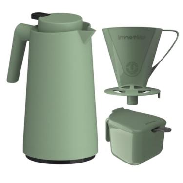 Imagem de Kit Garrafa Térmica 1L VerCelli + Suporte Porta Filtro de Café 102/103 + Açucareiro com Colher 350 ML (VERDE)