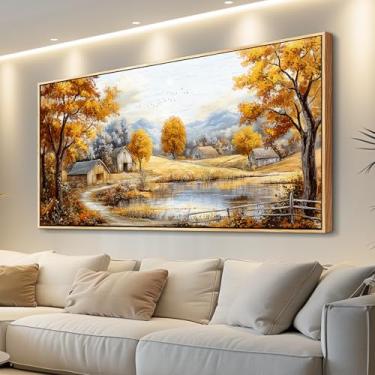 Imagem de QIYILEXWART Pinturas de parede de floresta de outono grande arte de parede para sala de estar decoração em tela para quarto oceano imagens inspiradoras decorações de escritório pôsteres decoração de