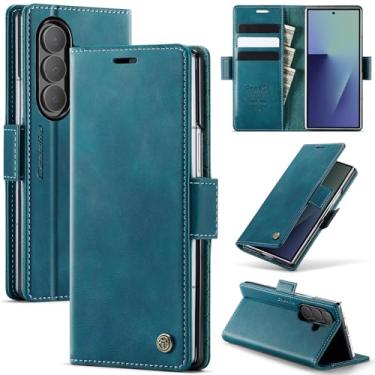 Imagem de XKchatpt Capa carteira para Samsung Galaxy Z Fold 7, capa flip de couro PU com [bloqueio RFID] [suporte de cartão] [função de suporte] proteção à prova de choque para Samsung Galaxy Z Fold 7 (verde)