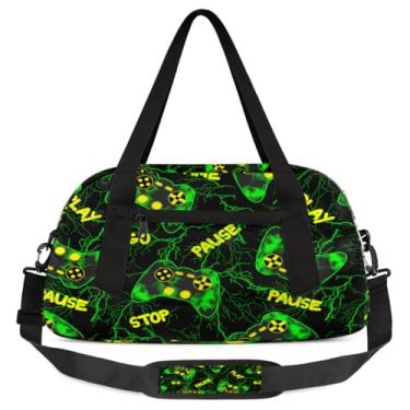 Imagem de Bolsa de viagem de academia para meninos – Bolsa infantil de fim de semana com bolso frontal com zíper para prática escolar, bolsas de mão para adolescentes, Controle de jogo, jogo
