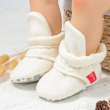 Imagem de Pantufas para bebês meninos e meninas com fundo antiderrapante aconchegantes de inverno e sola macia para berço, Branco, 12-18 Months Toddler
