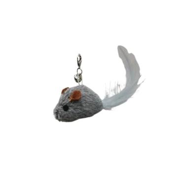 Imagem de Luzhengyang Recargas de varinha Feather Cat Teaser – Cabeças inspiradas em pássaros naturais, acessórios de brinquedo de gato para brincadeiras interativas (pacote com 5) (refil de mouse cinza-azul)