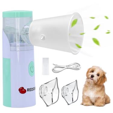 Imagem de REDDOUDOU Nebulizador portátil para cães com máscara, nebulizador de malha portátil para cães, baixo ruído, operado por USB para uso doméstico e escritório, adequado para problemas respiratórios de